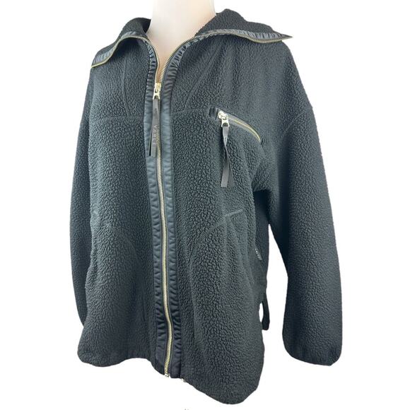 Varley Donley Fleece Jacket Black Oversized Full Zip High Neck Womens Size Large - Picture 7 of 16